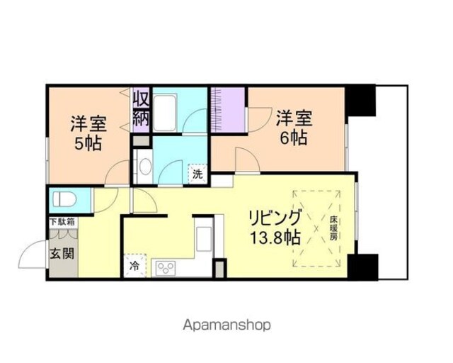 ユニ・アルス吹上プレジオ５０２号[2LDK/59m2]の間取図
