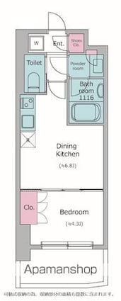 レジディア亀戸プレイス[1DK/26.55m2]の間取図