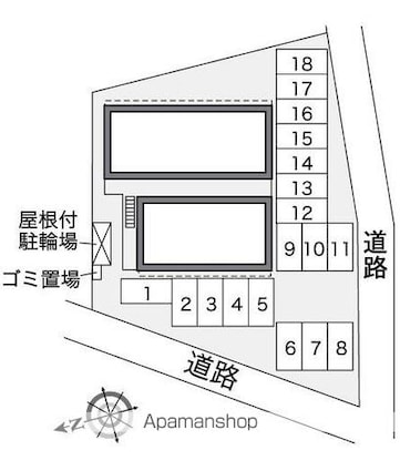 レオパレスアンソレイエ[1K/23.18m2]の配置図