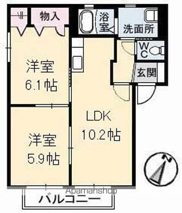 シャーメゾン　Ｋ　参番館[2LDK/50.04m2]の間取図