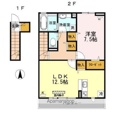 メゾン鈴[1LDK/56.74m2]の間取図