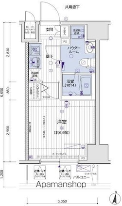 メインステージ両国駅前[1K/22.15m2]の間取図