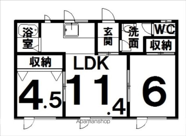 根室本線 帯広駅 徒歩5分 1階建 築55年の間取り写真