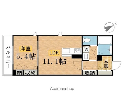 東京都八王子市大和田町６丁目[1LDK/40m2]の間取図