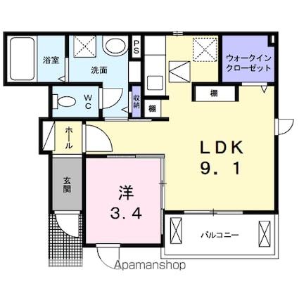 フェリーチェ　椿山荘[1LDK/36.41m2]の間取図