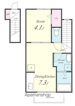 滋賀県大津市大江４丁目[1DK/30.23m2]の間取図
