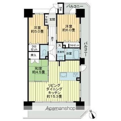 アルファライフ松島公園[3LDK/66.46m2]の間取図