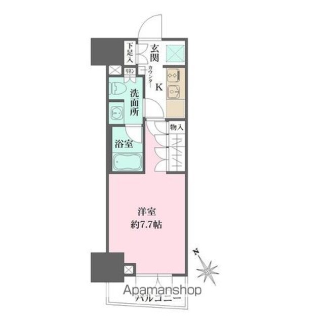 ルフォンプログレ四谷[1K/25.07m2]の間取図