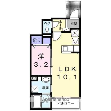 エルマーⅡ[1LDK/33.49m2]の間取図