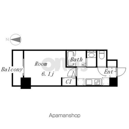 エステムコート名古屋新栄Ⅲグローリィ[1K/21.08m2]の間取図