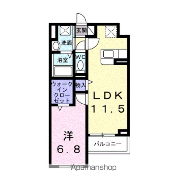 アンソレイユ[1LDK/43.57m2]の間取図