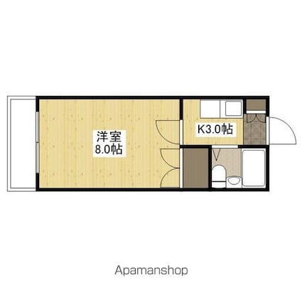 エステート平成[1K/21.6m2]の間取図