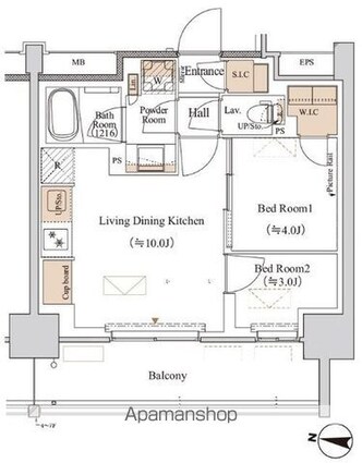 ブランシエスタ木場[2LDK/39.19m2]の間取図