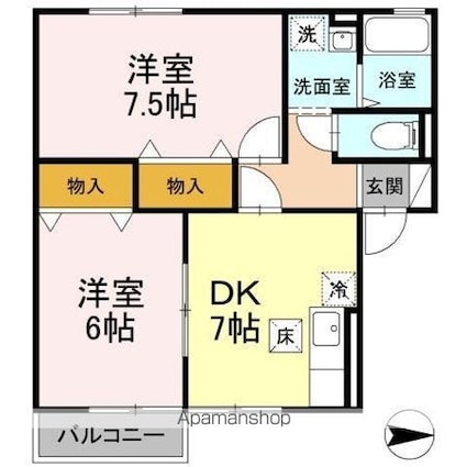 カメリーヒルズ[2DK/48.79m2]の間取図
