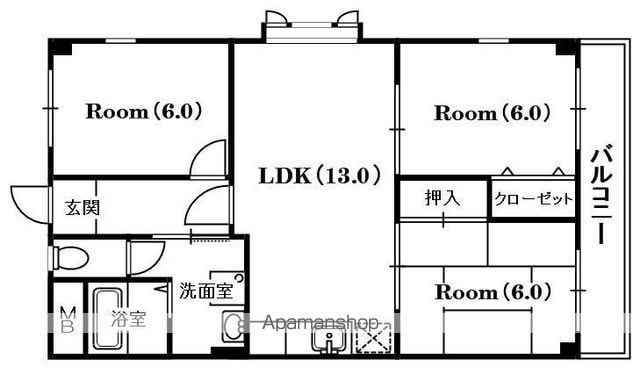 マンションあけぼのの間取り写真
