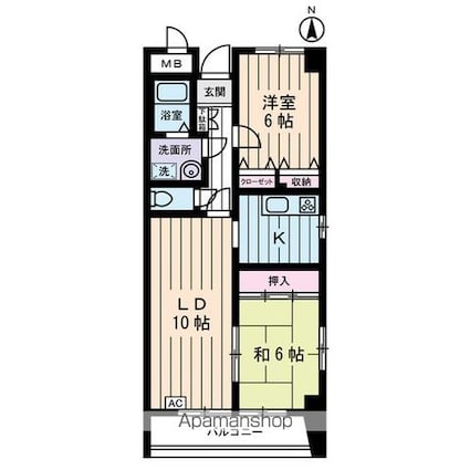 千葉県船橋市本町６丁目[2LDK/59.71m2]の間取図