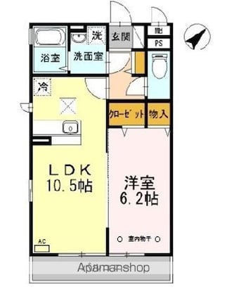 グランペール豊洲[1LDK/41.53m2]の間取図