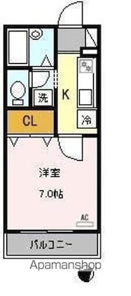 パルテノン[1K/23.37m2]の間取図