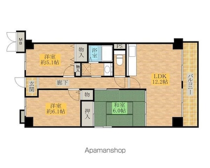 エテルノン泉佐野[3LDK/66m2]の間取図