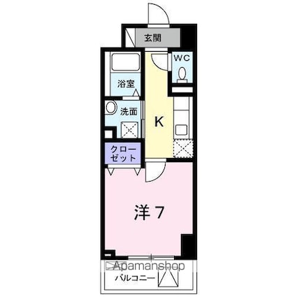 パークスクウェア八幡町[1K/27.54m2]の間取図
