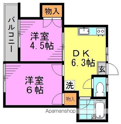 マツモトハイツ[2DK/33.83m2]の間取図