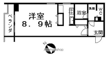パシフィックコート目黒南[1K/35.35m2]の間取図