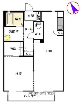 メゾン・ボヌール　Ａ棟[1LDK/48.36m2]の間取図