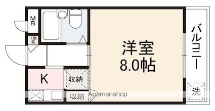 グリーンハイツＭーⅤ[1K/20.09m2]の間取図