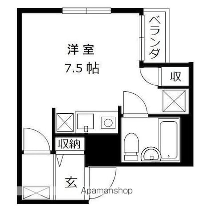 シャングリラ[1R/22.64m2]の間取図