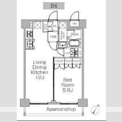 プラウドフラット三軒茶屋Ⅱ[1LDK/41.58m2]の間取図
