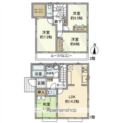 日暮里舎人ライナー 見沼代親水公園駅 徒歩13分 2階建 築11年の間取り写真