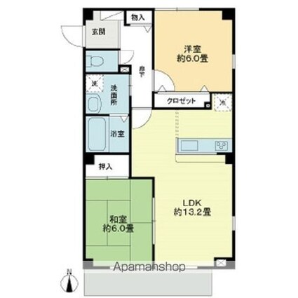 フォブール北山越[2LDK/57.65m2]の間取図