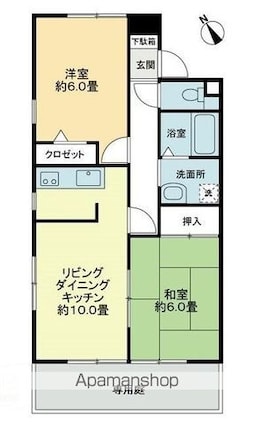 タートルハイツＡ[2LDK/51.34m2]の間取図