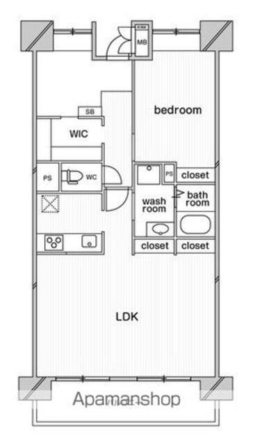 ビレッジハウス潮見タワー１号棟[1SLDK/65.18m2]の間取図