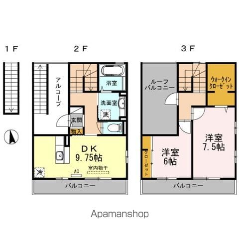 【川崎市宮前区南平台のアパートの間取り】