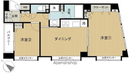 東京都杉並区清水１丁目[2DK/50.23m2]の間取図