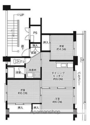 ビレッジハウス大内１号棟[3DK/53.08m2]の間取図