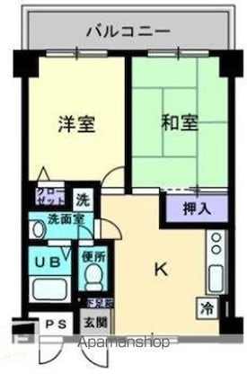 香川県高松市栗林町１丁目[2DK/46.4m2]の間取図