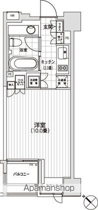 カスタリア銀座[1R/29.57m2]の間取図
