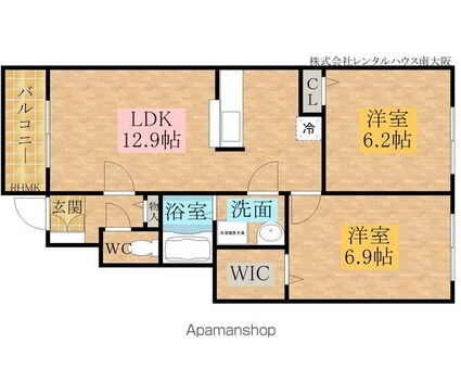 ソレアード[2LDK/54.86m2]の間取図