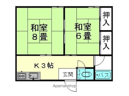 コーポはくおう[2K/39.67m2]の間取図