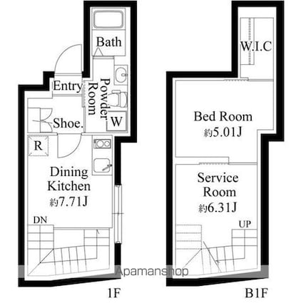 ファーヴァル代々木上原[1DK/42.99m2]の間取図