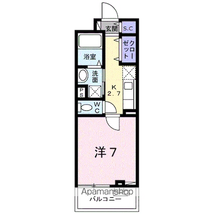 リベルテ　リンク[1K/26.9m2]の間取図