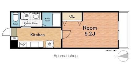 滋賀県彦根市川瀬馬場町[1K/33.12m2]の間取図