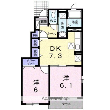 ＮＭＯＮ　Ｆ[2DK/45.89m2]の間取図