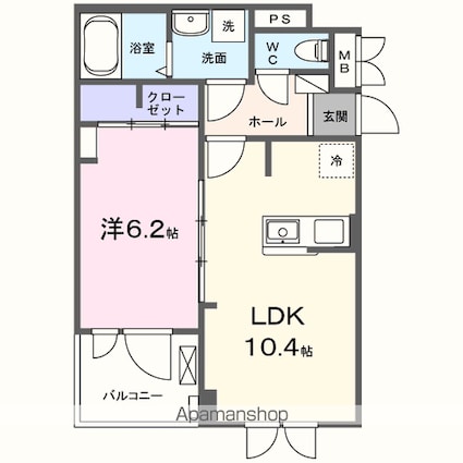Ｌａ　Ｐａｉｘ（禁煙ＡＰ）[1LDK/40m2]の間取図