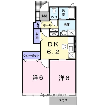 ヴァンベール[2DK/43.86m2]の間取図