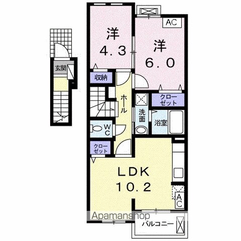 【岐阜市北一色のアパートの間取り】