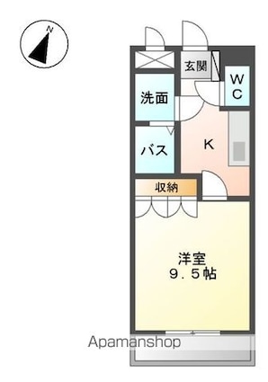 和歌山県和歌山市六十谷[1K/30.96m2]の間取図
