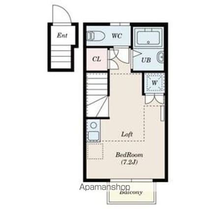 アイコート三鷹[1K/21.07m2]の間取図